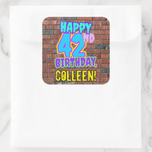 42nd Birthday – Fun, Urban Graffiti Inspired Look Square Sticker