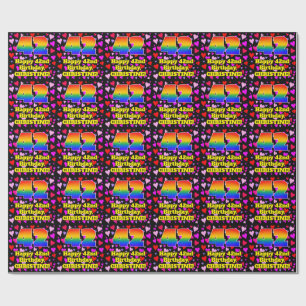 42nd Birthday: Loving Hearts Pattern, Rainbow # 42 Wrapping Paper