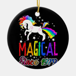 42nd Birthday Magical Farting Unicorn Rainbow 197 Ceramic Tree Decoration