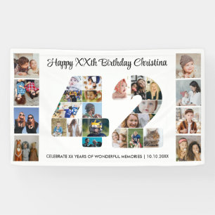 42nd Birthday Party Number 42 Photo Collage Banner