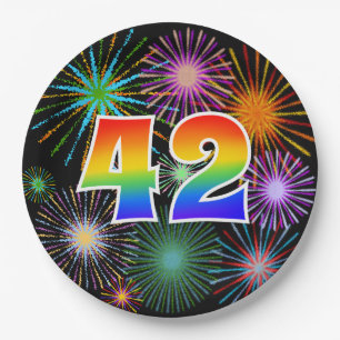 42nd Event - Fun, Colourful, Bold, Rainbow 42 Paper Plate