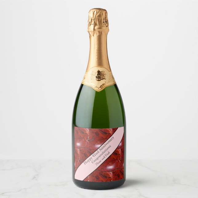 42nd Wedding Anniversary Jasper Sparkling Wine Label (Front)