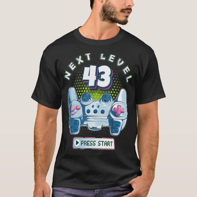 43 Birthday Gamer Next Level 43 Gaming Controller  T-Shirt (Front)