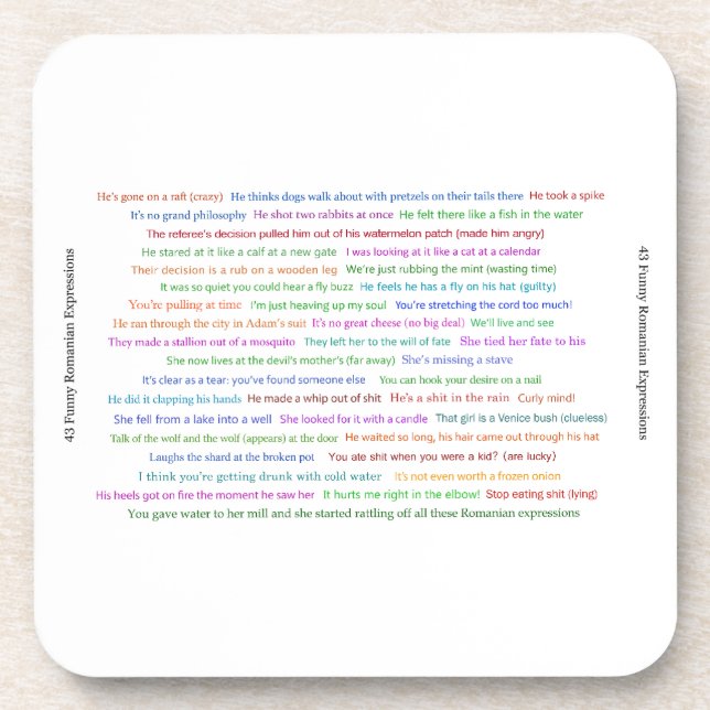43 Funny Romanian Expressions Conversation Piece  Coaster (Front)