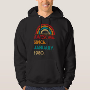 43 Year Old Awesome Since January 1980  43rd Birth Hoodie