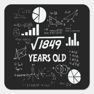 43 Year Old Bday Math Teacher 43rd Birthday Gift Square Sticker
