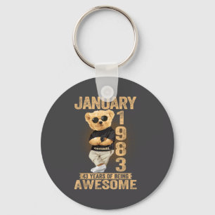 43 Year Old January 1983 Teddy Bear 43rd Birthday  Key Ring
