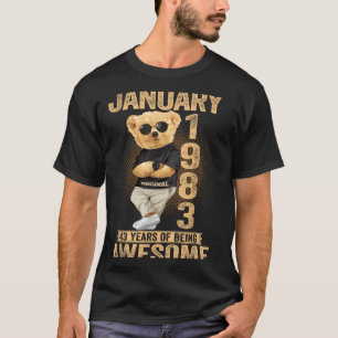 43 Year Old January 1983 Teddy Bear 43rd Birthday  T-Shirt