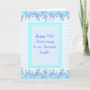 43rd Anniversary Card in Blue and Teal