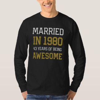 43rd Anniversary for Men Married In 1980 Couples H T-Shirt