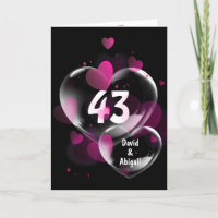 43rd Anniversary Heart Bubbles on Black