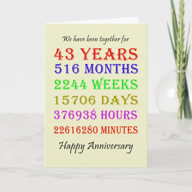 43rd Anniversary Milestones Card (Front)