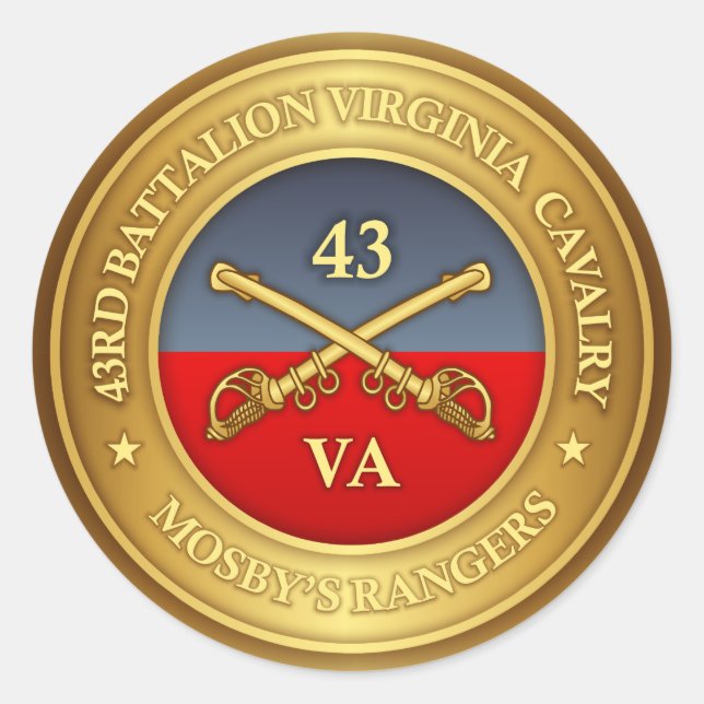 43rd Battalion, Virginia Cavalry (Mosby's Rangers) Classic Round Sticker (Front)