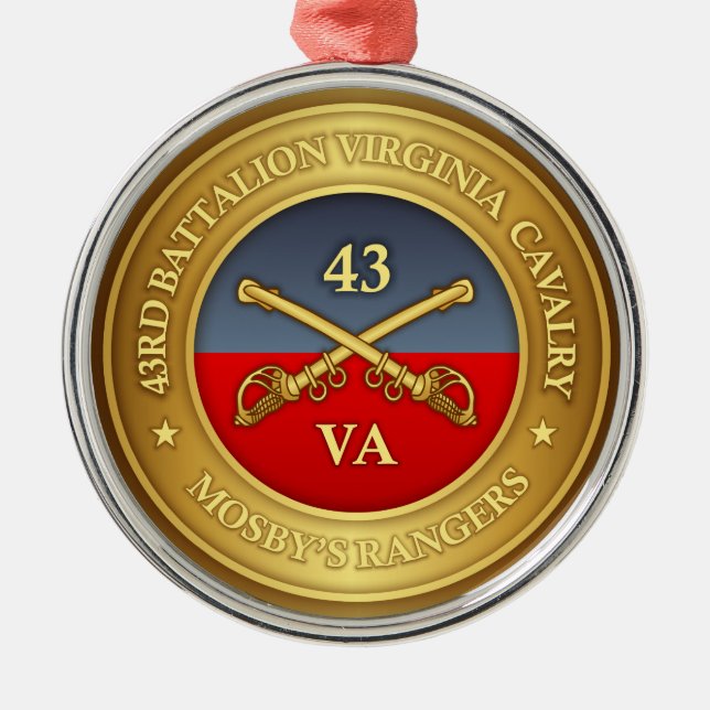 43rd Battalion, Virginia Cavalry (Mosby's Rangers) Metal Tree Decoration (Front)