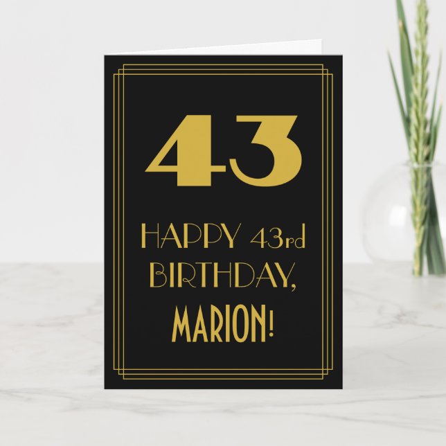 43rd Birthday – Art Deco Inspired Look "43" & Name Card (Front)