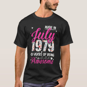 43rd Birthday Awesome Since July 1979 Floral T-Shirt
