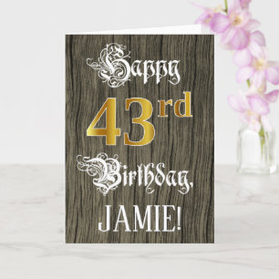 43rd Birthday: Faux Gold Look + Faux Wood Pattern Card