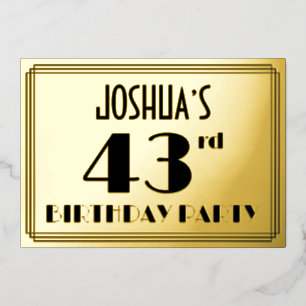 43rd Birthday Party — Art Deco Look “43” + Name