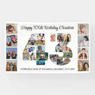 43rd Birthday Party Number 43 Photo Collage Banner