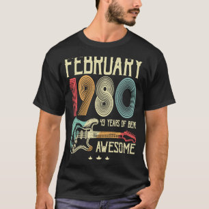 43rd Birthday Retro Guitar  February 1980 43 Years T-Shirt