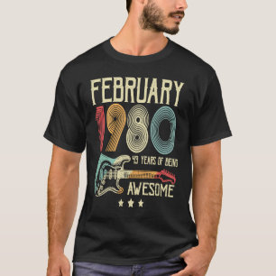 43rd Birthday Retro Guitar  February 1980 43 Years T-Shirt
