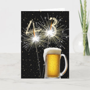 43rd Birthday Sparklers With Beer Mug Card