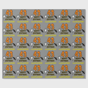 43rd Birthday: Spooky Halloween Theme, Custom Name Wrapping Paper