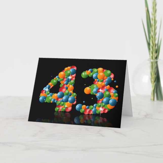 43rd birthday with numbers formed from balls card (Front)