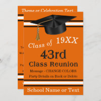 43rd Class Reunion Invitations, Orange, Black