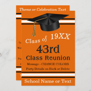 43rd Class Reunion Invitations, Orange, Black Invitation