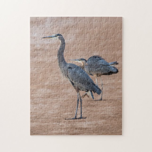 4415-Two Great Blue Herons on Shore Puzzle (Vertical)