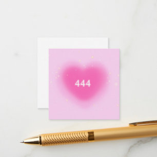 444 Modern Pink Heart Aesthetic Angel Number     Enclosure Card