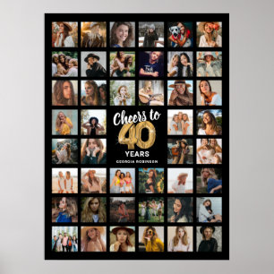 44 Photo Collage 40th Birthday Poster
