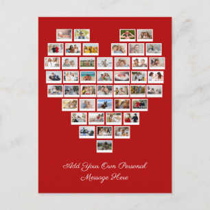 44 Photo Collage Add Your Own Greeting White Heart Postcard