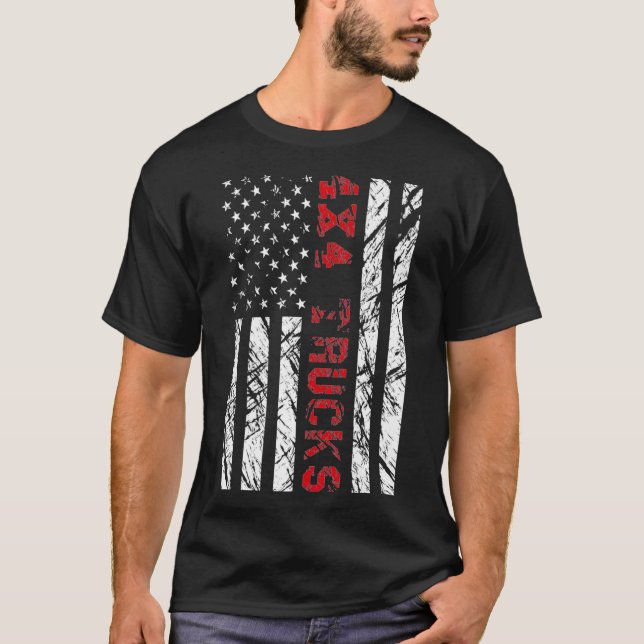 44 Trucks American Flag Premium  T-Shirt (Front)