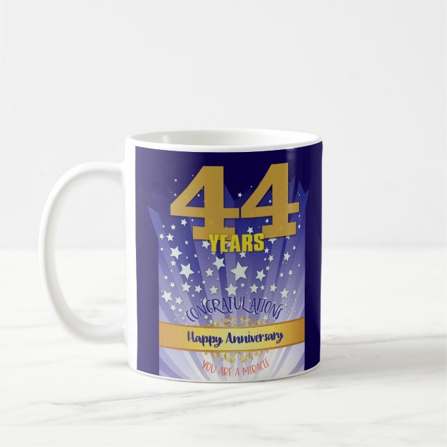 44 Year CUSTOM Recovery Anniversary Bold Numeral Coffee Mug (Left)