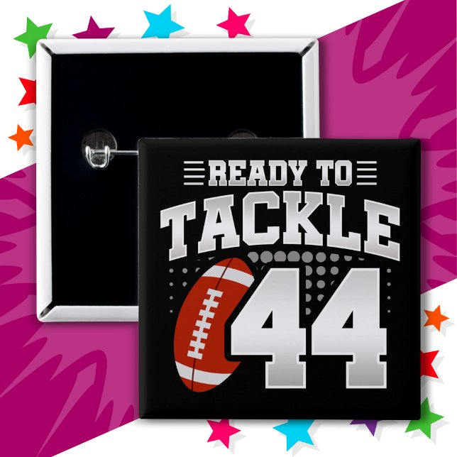 44 Year Old Tackle Football Party 44th Birthday 15 Cm Square Badge (Creator Uploaded)