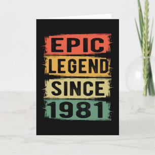 44 Years Old Bday 1981 Epic Legend 44th Birthday  Card