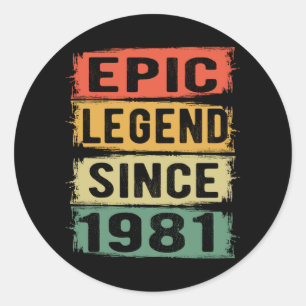 44 Years Old Bday 1981 Epic Legend 44th Birthday  Classic Round Sticker