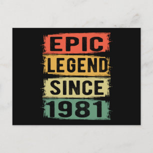 44 Years Old Bday 1981 Epic Legend 44th Birthday  Postcard