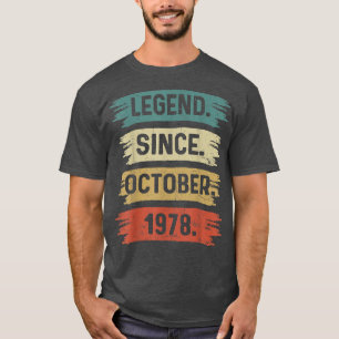 44 Years Old Gifts Legend Since October 1978 44th  T-Shirt