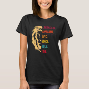 44 Years Old Legend Since July 1978 44th Birthday T-Shirt