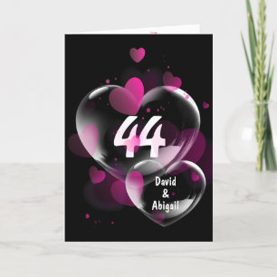 44th Anniversary Heart Bubbles on Black Card