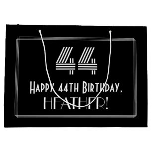 44th Birthday — Art Deco Inspired Look "44" & Na Large Gift Bag