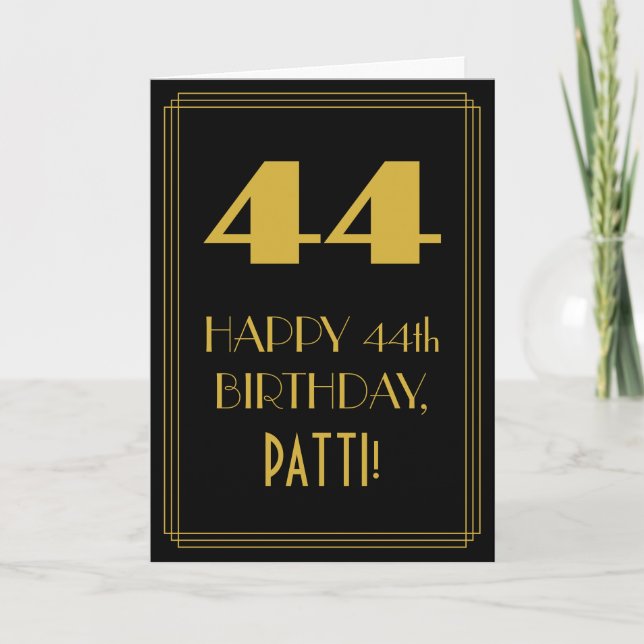 44th Birthday ~ Art Deco Inspired Look "44" & Name Card (Front)