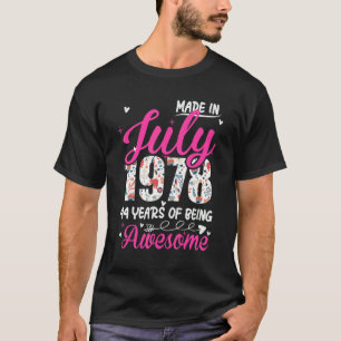 44th Birthday Awesome Since July 1978 Floral T-Shirt