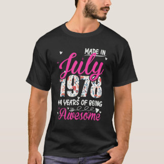 44th Birthday Awesome Since July 1978 Floral T-Shirt