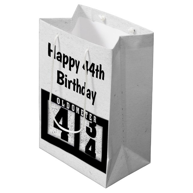 44th Birthday Black Odometer    Medium Gift Bag (Front Angled)