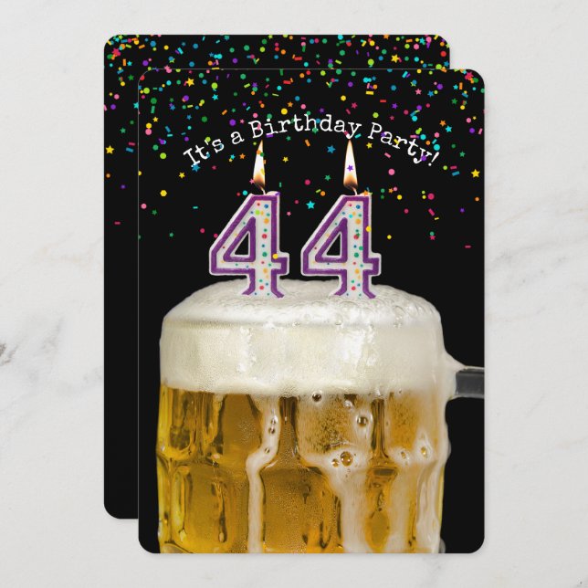 44th Birthday Candle Party Invitation (Front/Back)