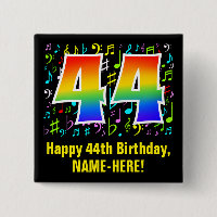 44th Birthday: Colourful Music Symbols, Rainbow 44